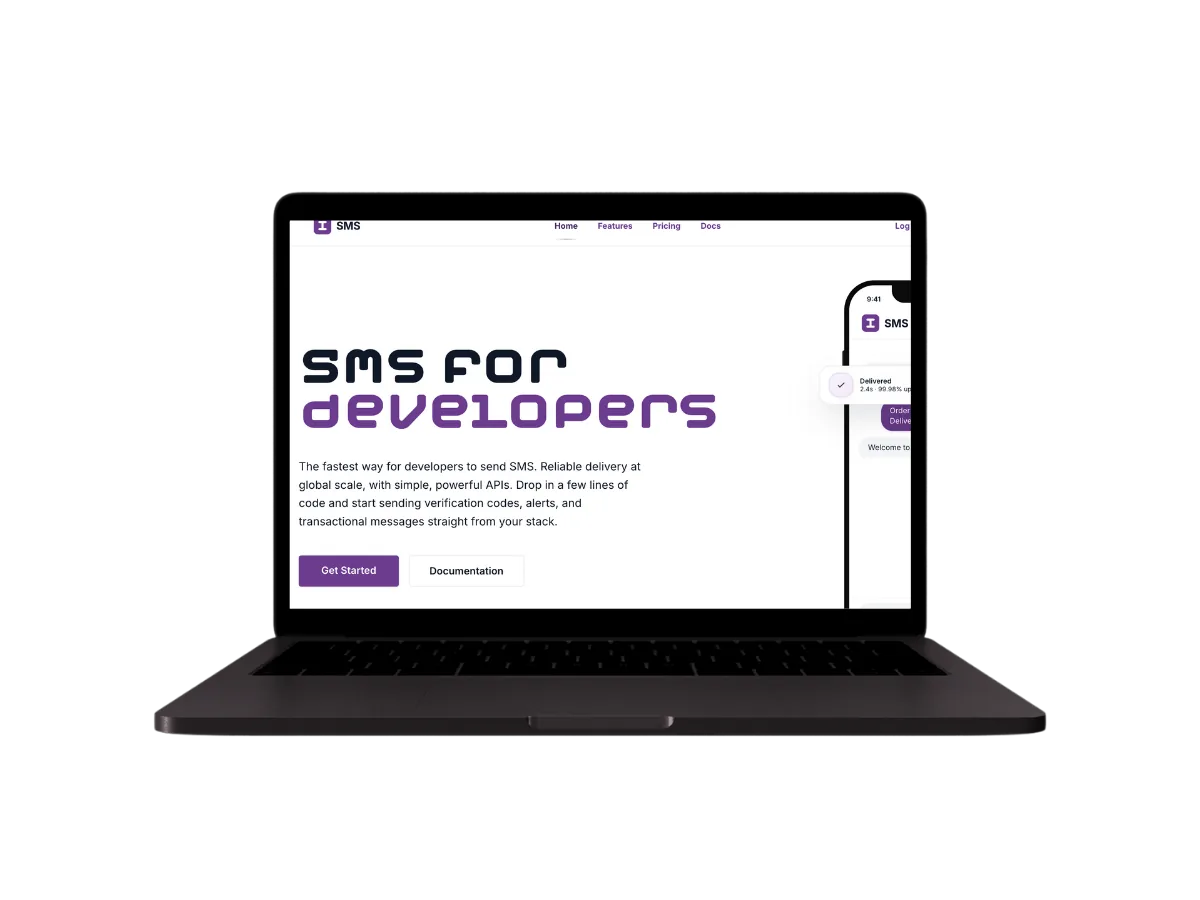Integify SMS platform displayed on a laptop